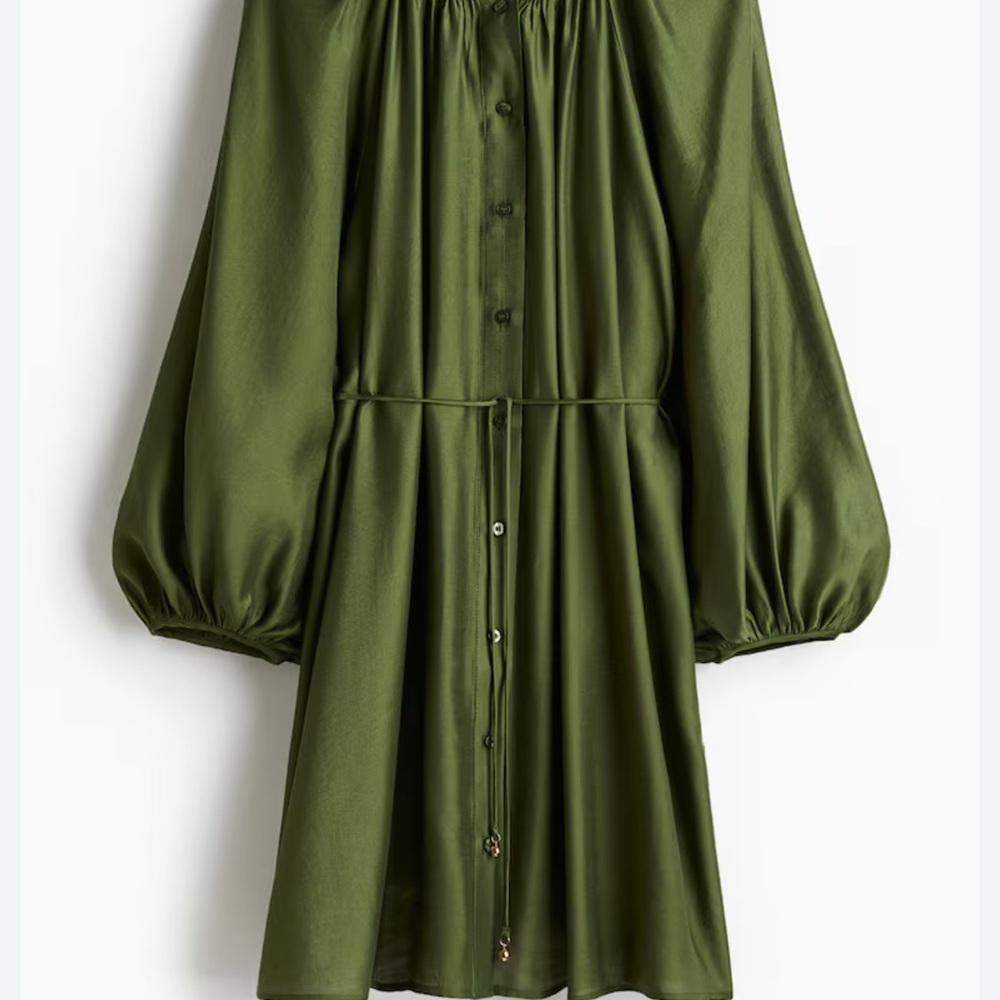 Olive Green Button-Down Dress | Medium